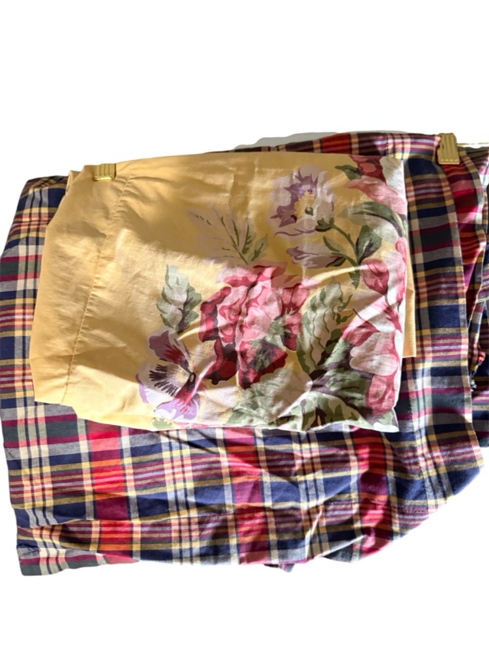 Ralph Lauren Vintage Garrison Madris  2 & 1 KATHLEEN YELLOW...- pillow shams